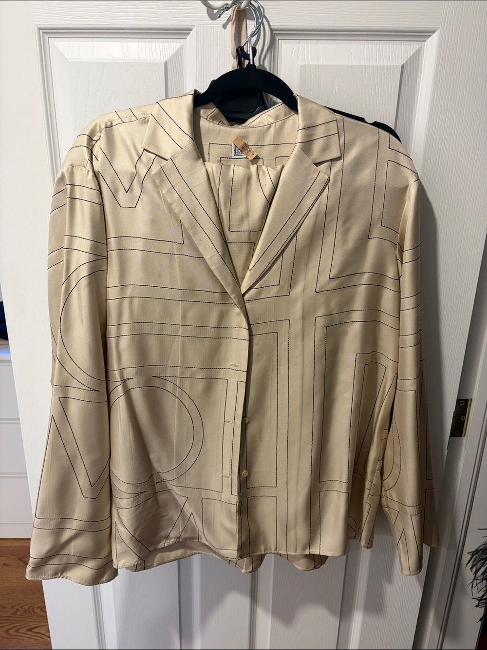 Toteme Cream Geometric-Print Button Jacket